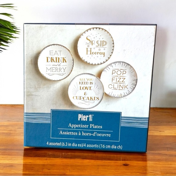 Pier 1 Appetizer Plates – Set of 4 Assorted Designs (6.3”) - Picture 4 of 7